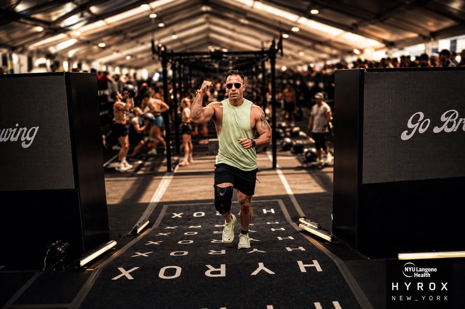 A Ruckhouse Athletics member mid-race at HYROX New York